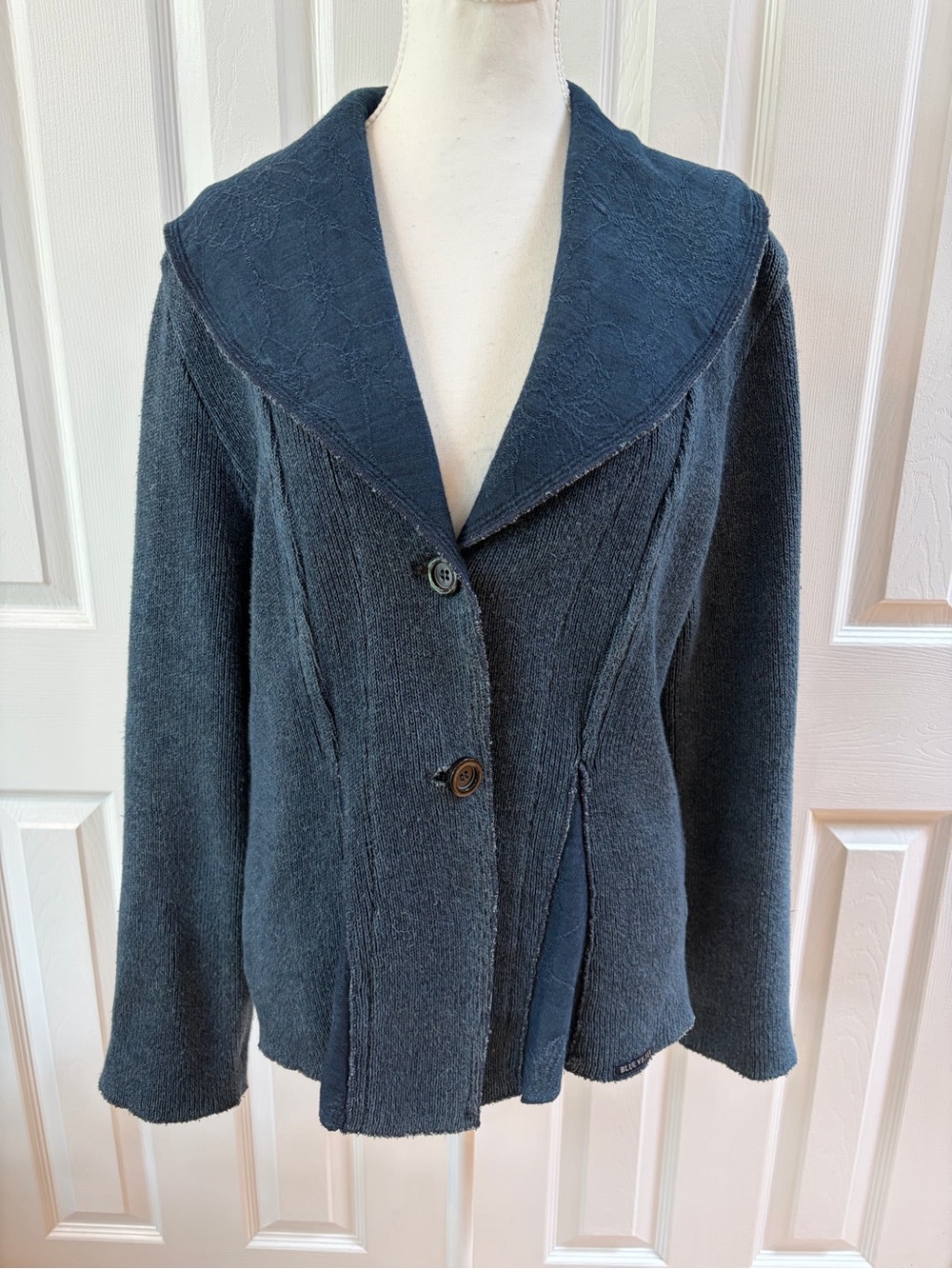 Blue Willi’s Blue Cotton Buttton Cardigan with Shawl Collar Size M
